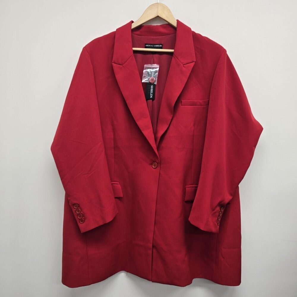 NWT Brooke Shields Plus Size Timeless Blazer Jacket Size 22W Red Office Holiday